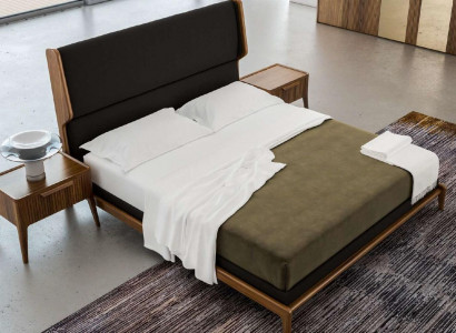 Braunes Schlafzimmer-Set Bett Nachttische 2tlg Moderner Stil Luxus Möbel